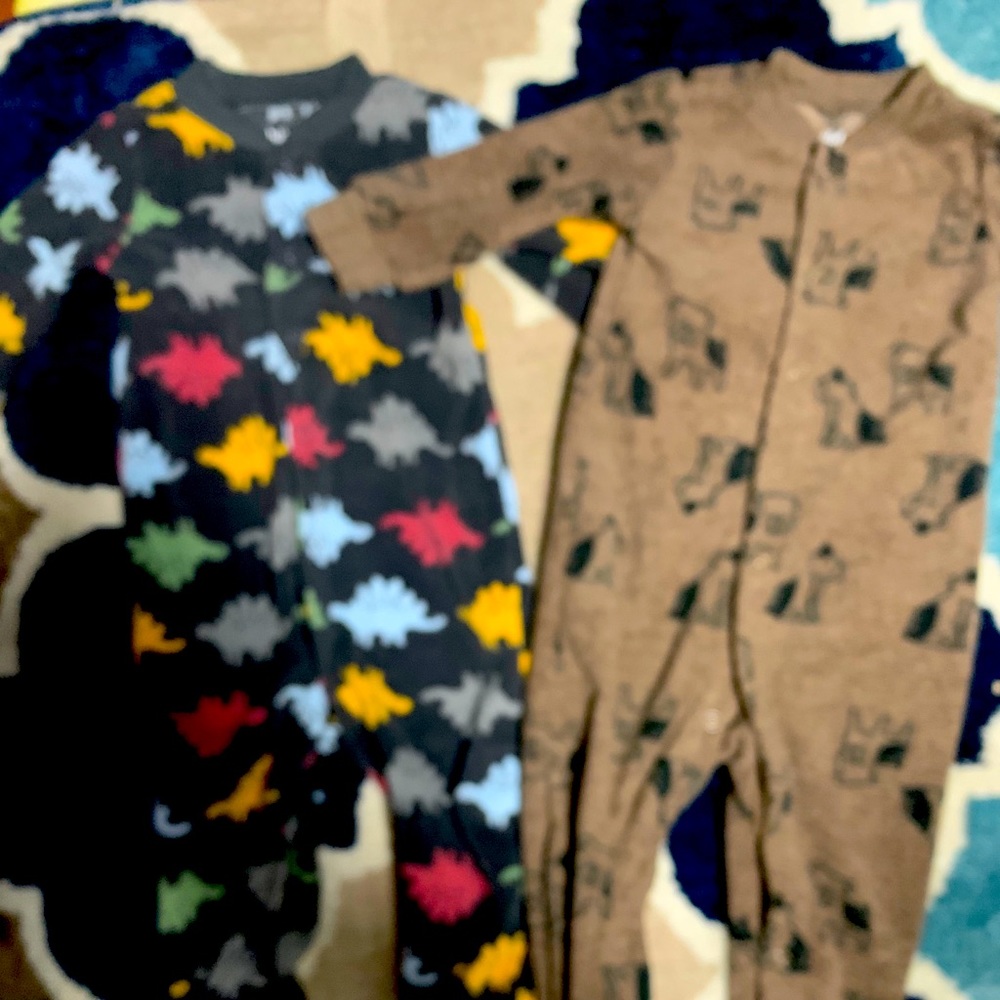 Baby boy 12 month fleece button up footie pajamas